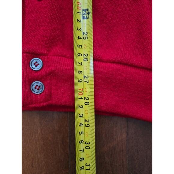 Izod Lacoste Cardigan Sweater Mens Xl Red Long Sleeve Button Vintage - Picture 4 of 7